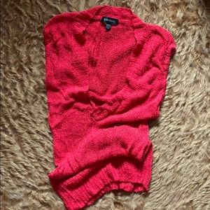 bebe red knit shirt